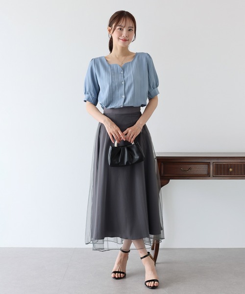 BLUEEAST（ブルーイースト）の「ハートネックブラウス（シャツ/ブラウス・レディース・ブラック/ホワイト/ミント/ベージュ/ブルーグレー・MEDIUM）」の19枚目の写真