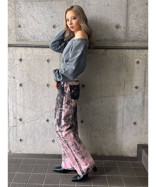 GYDA(ジェイダ)の「GYGYピグメントワンショルデザインショートスウェットトップス(スウェット・レディース・チャコールグレー/ピンク/アイボリー・FREE)」の21枚目の写真