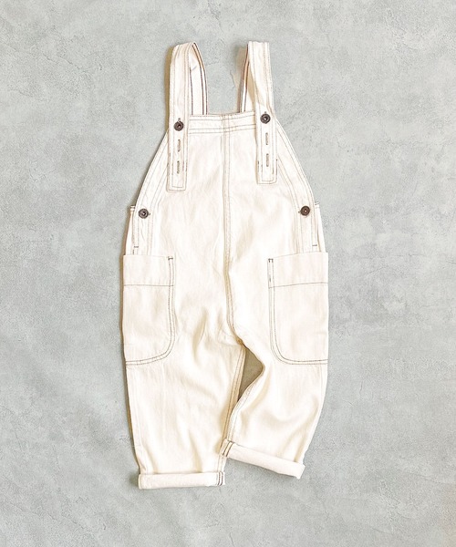 Life Support Products（ライフサポートプロダクツ）の「【COTTON from U.S.A】ビッグポケットデニムオーバーオール（サロペット/オーバーオール・キッズ・ネイビー/キナリ/ストライプ・80/90/95/100/110/120/130/140/150）」の6枚目の写真
