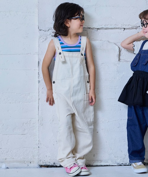 Life Support Products（ライフサポートプロダクツ）の「【COTTON from U.S.A】ビッグポケットデニムオーバーオール（サロペット/オーバーオール・キッズ・ネイビー/キナリ/ストライプ・80/90/95/100/110/120/130/140/150）」の9枚目の写真
