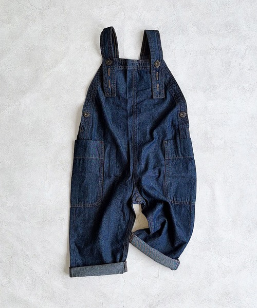 Life Support Products（ライフサポートプロダクツ）の「【COTTON from U.S.A】ビッグポケットデニムオーバーオール（サロペット/オーバーオール・キッズ・ネイビー/キナリ/ストライプ・80/90/95/100/110/120/130/140/150）」の6枚目の写真