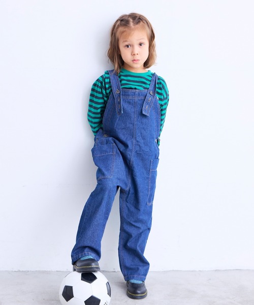 Life Support Products(ライフサポートプロダクツ)の「【COTTON from U.S.A】ビッグポケットデニムオーバーオール(サロペット/オーバーオール・キッズ・ネイビー/キナリ/ストライプ・80/90/95/100/110/120/130/140/150)」の11枚目の写真
