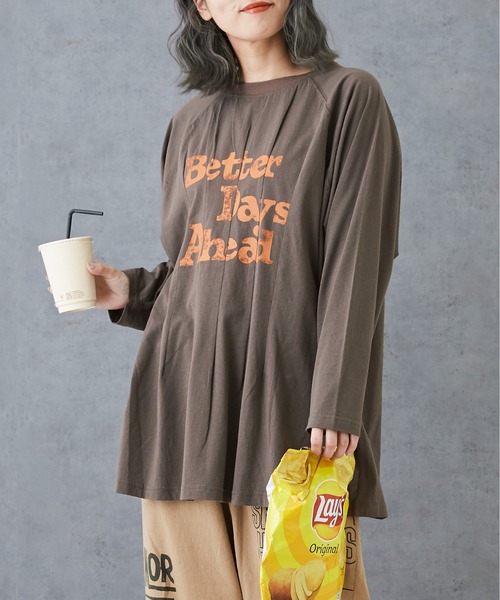 セール】32/-OE天竺リメイク風ロゴプリントTシャツ（Tシャツ 