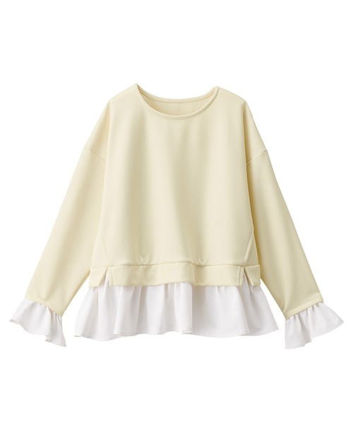 RANAN(ラナン)の「レイヤード風ペプラムフリルプルオーバー(Tシャツ/カットソー・レディース・アイボリー/ホワイト×ブラック/ライトグレー/ブラック系その他/マスタード・M/L/LL)」の9枚目の写真