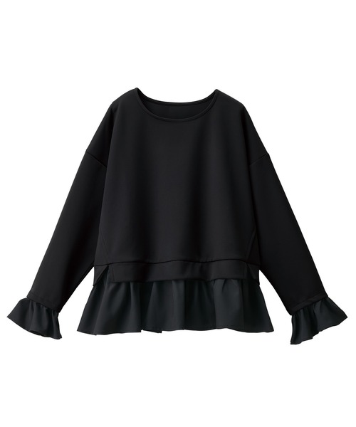 RANAN(ラナン)の「レイヤード風ペプラムフリルプルオーバー(Tシャツ/カットソー・レディース・アイボリー/ホワイト×ブラック/ライトグレー/ブラック系その他/マスタード・M/L/LL)」の11枚目の写真