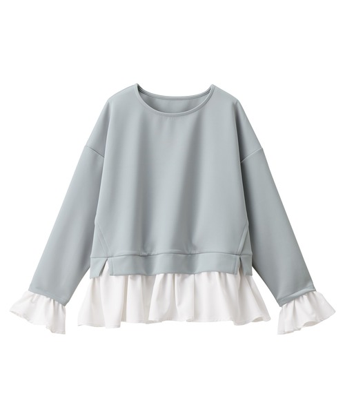 RANAN(ラナン)の「レイヤード風ペプラムフリルプルオーバー(Tシャツ/カットソー・レディース・アイボリー/ホワイト×ブラック/ライトグレー/ブラック系その他/マスタード・M/L/LL)」の12枚目の写真