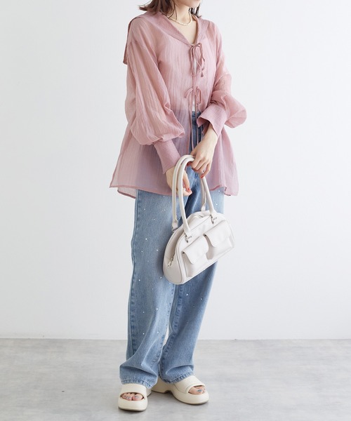 w closet（ダブルクローゼット）の「シアーセーラー衿ロング丈ブラウス