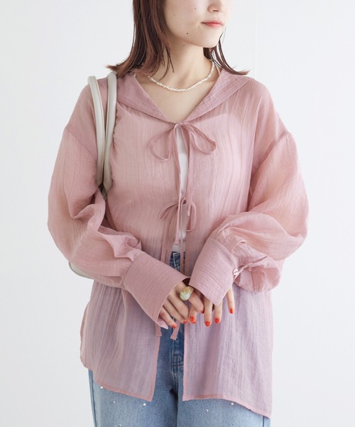 w closet（ダブルクローゼット）の「シアーセーラー衿ロング丈ブラウス