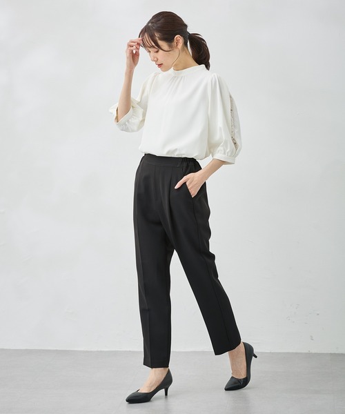 Honeys(ハニーズ)の「【ストレッチ/ウォッシャブル/イージーケア】美ージーテーパードパンツ(スラックス・レディース・ネイビー/ベージュ/ブラック/チャコールグレー/グレイッシュブルー・M/S/3L/LL/L/SS)」の17枚目の写真