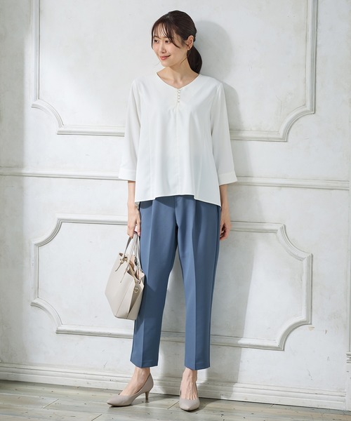 Honeys(ハニーズ)の「【ストレッチ/ウォッシャブル/イージーケア】美ージーテーパードパンツ(スラックス・レディース・ネイビー/ベージュ/ブラック/チャコールグレー/グレイッシュブルー・M/S/3L/LL/L/SS)」の21枚目の写真