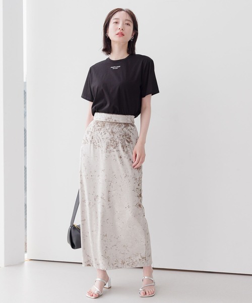 Andemiu（アンデミュウ）の「ベロアカットIラインスカート135800（スカート・レディース・ブラック/ベージュ/ブルー・FREE）」の6枚目の写真