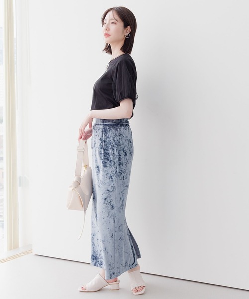 Andemiu（アンデミュウ）の「ベロアカットIラインスカート135800（スカート・レディース・ブラック/ベージュ/ブルー・FREE）」の9枚目の写真