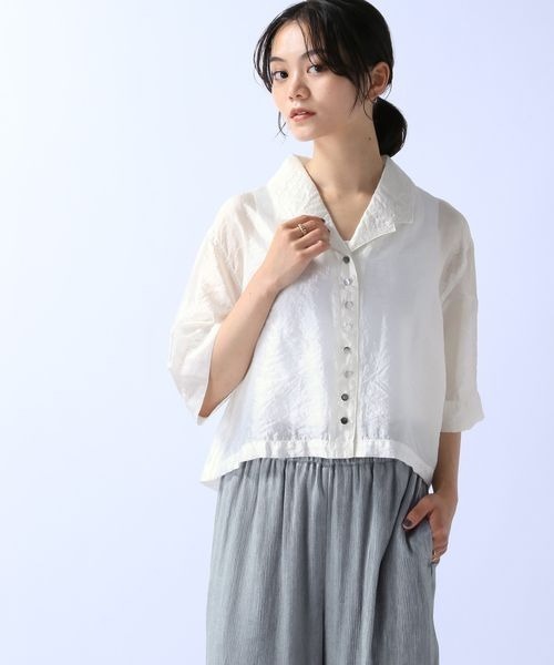 ショートシャツ JEANASIS（ジーナシス）の「ステッチカイキンシアーショートシャツ