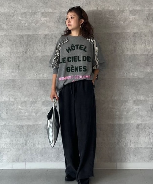 GENE HEAVENS（ジーンヘブンズ）の「(GENE HEAVENS)<オートミールWEB・一部店舗限定カラー>エンブロイダリーロゴ フリンジ スウェット（スウェット・レディース・グレー/ブラック/ホワイト系その他/ピンク・FREE）」の19枚目の写真