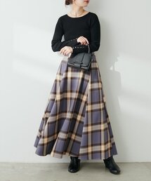 ハイウエストサーキュラーチェックスカート