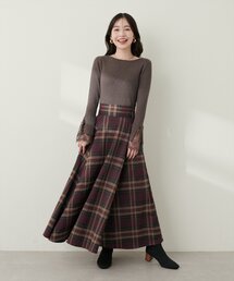 natural couture | ハイウエストサーキュラーチェックスカート(スカート)