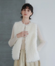 allureville | ジャガードフェイクファーコンビニットジレ(ベスト)