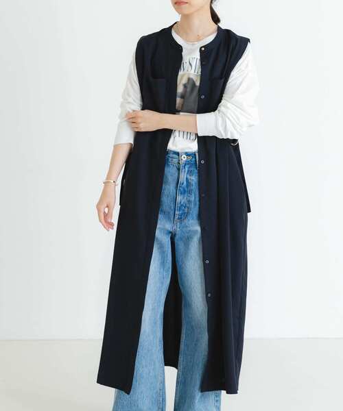 URBAN RESEARCH（アーバンリサーチ）の「サイドベルトツイルジレワンピース（ワンピース・レディース・モカ/ブルー系その他・FREE）」の8枚目の写真