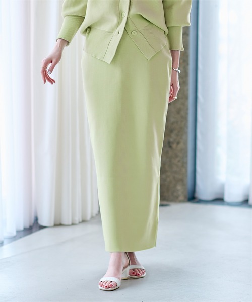 UR'S（ユアーズ）の「スポンディッシュ美シルエットニットタイトスカート（スカート・レディース・ライトグレー/ライトグリーン/アイボリー/ブラック/ピンクベージュ/ネイビー・L/M/S）」の4枚目の写真