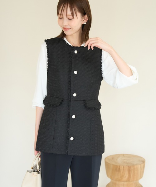 【今期新作】美品 ROPEPICNIC ロペピクニック ツイード ジレ ベスト ROPE' PICNIC（ロペピクニック）の「ツイードジレベスト（ベスト