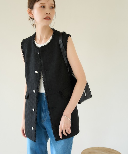 ロペピクニック　ツイードジレベスト 楽天市場】【SALE／20%OFF】セットアップ対応/ツイードジレ