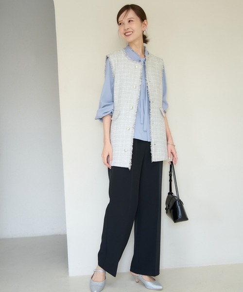 【今期新作】美品 ROPEPICNIC ロペピクニック ツイード ジレ ベスト ロペピクニック ROPE' PICNIC ツイードジレ ベスト （ブラック系