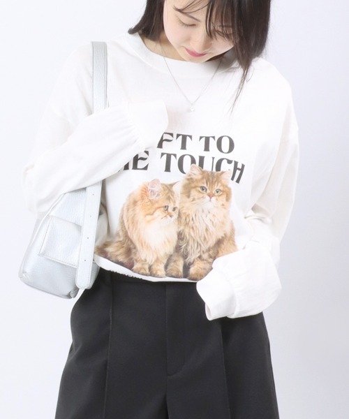 Salong hameu（サロン ハミュー）の「ドック・キャット アニマルフォトプリントロンT メンズ レディース ユニセックス/長袖プルオーバー（Tシャツ/カットソー・メンズ・オフホワイト/ブラック/ホワイト系その他・M/L）」の17枚目の写真