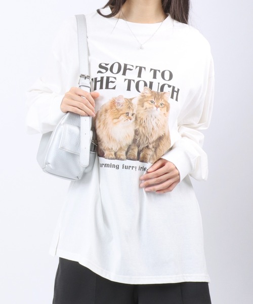Salong hameu（サロン ハミュー）の「ドック・キャット アニマルフォトプリントロンT メンズ レディース ユニセックス/長袖プルオーバー（Tシャツ/カットソー・メンズ・オフホワイト/ブラック/ホワイト系その他・M/L）」の18枚目の写真