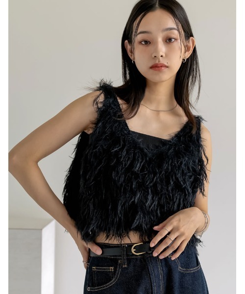 Re:EDIT（リエディ）の「[累計販売枚数10,000枚突破！]シャギーフリンジニットキャミソール（キャミソール・レディース・ピンク/グレー/ブラック/アイボリー/ラベンダー・MEDIUM/LARGE）」の16枚目の写真