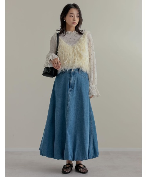 Re:EDIT（リエディ）の「[累計販売枚数10,000枚突破！]シャギーフリンジニットキャミソール（キャミソール・レディース・ピンク/グレー/ブラック/アイボリー/ラベンダー・MEDIUM/LARGE）」の6枚目の写真