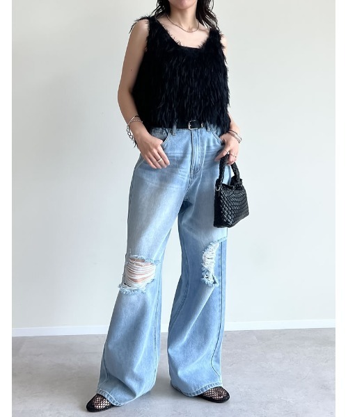 Re:EDIT（リエディ）の「[累計販売枚数10,000枚突破！]シャギーフリンジニットキャミソール（キャミソール・レディース・ピンク/グレー/ブラック/アイボリー/ラベンダー・MEDIUM/LARGE）」の11枚目の写真