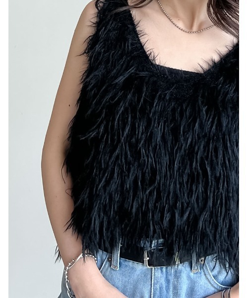 Re:EDIT（リエディ）の「[累計販売枚数10,000枚突破！]シャギーフリンジニットキャミソール（キャミソール・レディース・ピンク/グレー/ブラック/アイボリー/ラベンダー・MEDIUM/LARGE）」の12枚目の写真