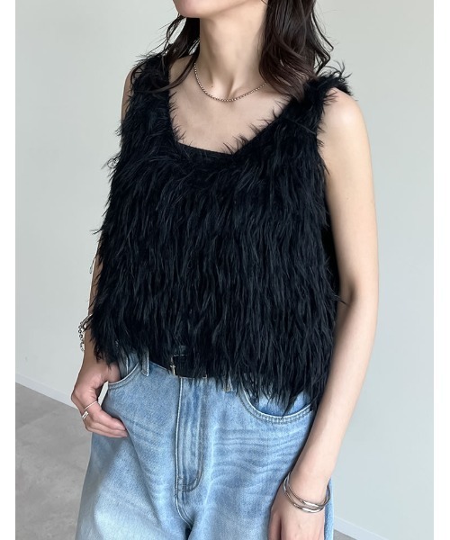 Re:EDIT（リエディ）の「[累計販売枚数10,000枚突破！]シャギーフリンジニットキャミソール（キャミソール・レディース・ピンク/グレー/ブラック/アイボリー/ラベンダー・MEDIUM/LARGE）」の20枚目の写真