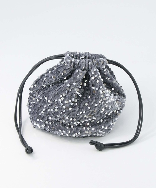 Gready Brilliant（グレディブリリアン）の「スパンコール巾着（ハンドバッグ・レディース・ブラック/グレー・FREE）」の9枚目の写真
