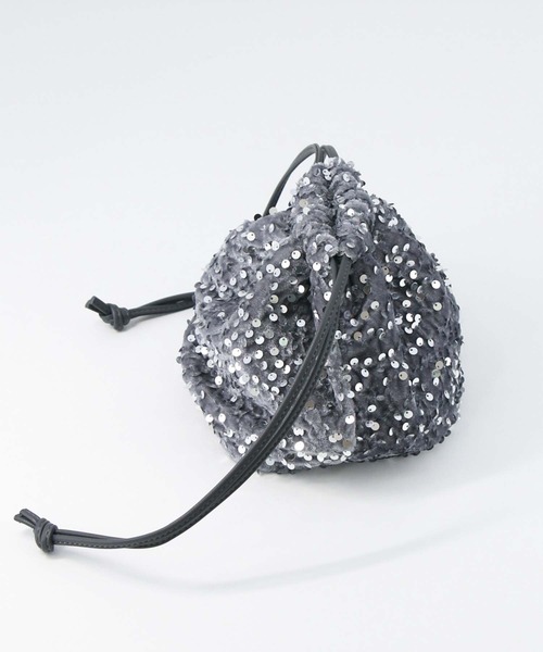 Gready Brilliant（グレディブリリアン）の「スパンコール巾着（ハンドバッグ・レディース・ブラック/グレー・FREE）」の10枚目の写真