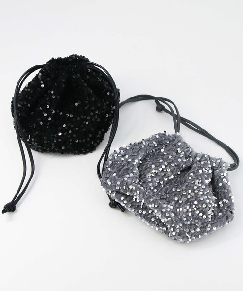Gready Brilliant（グレディブリリアン）の「スパンコール巾着（ハンドバッグ・レディース・ブラック/グレー・FREE）」の14枚目の写真