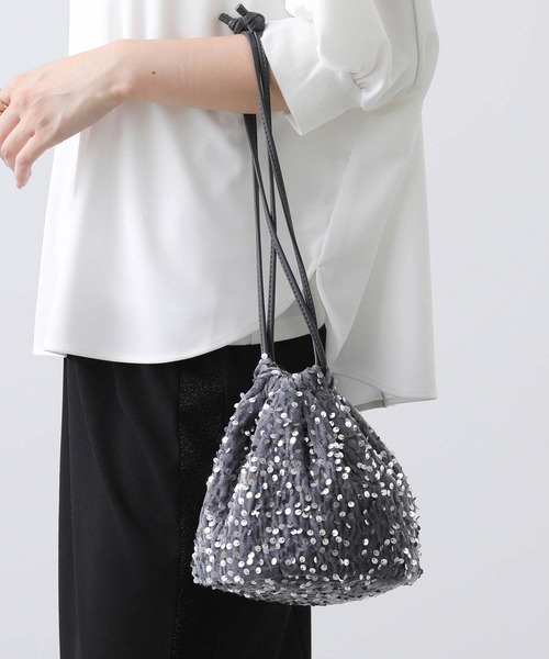 Gready Brilliant（グレディブリリアン）の「スパンコール巾着（ハンドバッグ・レディース・ブラック/グレー・FREE）」の3枚目の写真