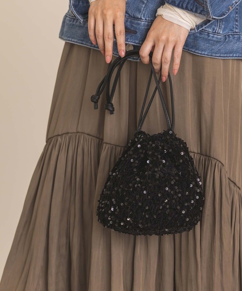 Gready Brilliant（グレディブリリアン）の「スパンコール巾着（ハンドバッグ・レディース・ブラック/グレー・FREE）」の19枚目の写真