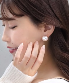 anq.」K10・淡水パール ボールキャッチピアス（ピアス（両耳用