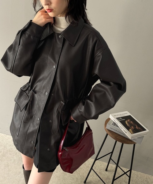 セール】1点投入高級感。ヴィンテージ風フェイクレザーウエスト