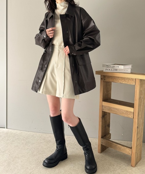 セール】1点投入高級感。ヴィンテージ風フェイクレザーウエスト