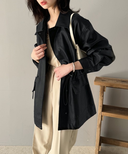 セール】1点投入高級感。ヴィンテージ風フェイクレザーウエスト