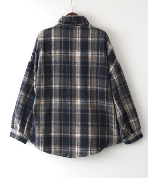 SpRay（スプレイ）の「フェイクウールチェックシャツ（シャツ/ブラウス・レディース・ホワイト/ブラウン/グレー/ネイビー/アイボリー・FREE）」の12枚目の写真