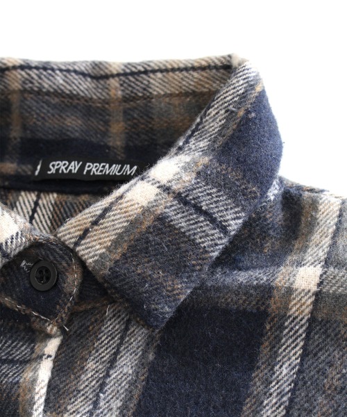 SpRay（スプレイ）の「フェイクウールチェックシャツ（シャツ/ブラウス・レディース・ホワイト/ブラウン/グレー/ネイビー/アイボリー・FREE）」の13枚目の写真