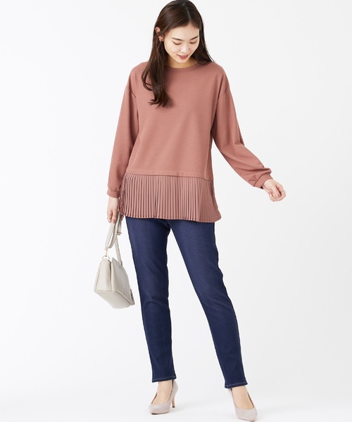 BELLUNA PLUS（ベルーナ）の「裏ベロアストレッチデニムパンツ６８丈（デニムパンツ・レディース・ブラック/インディゴブルー/ブルー/ブラック系2・SMALL/MEDIUM/LARGE/X-LARGE）」の9枚目の写真