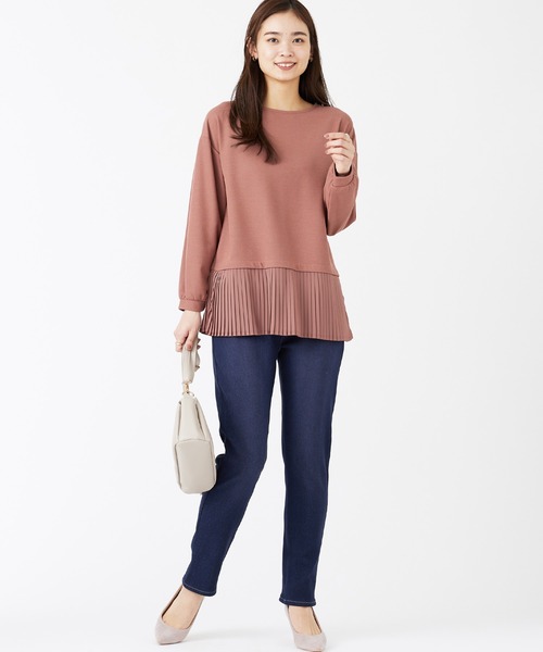 BELLUNA PLUS（ベルーナ）の「裏ベロアストレッチデニムパンツ６８丈（デニムパンツ・レディース・ブラック/インディゴブルー/ブルー/ブラック系2・SMALL/MEDIUM/LARGE/X-LARGE）」の10枚目の写真