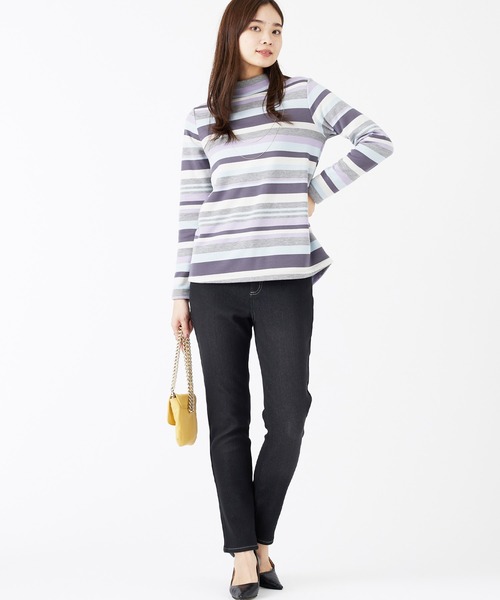 BELLUNA PLUS（ベルーナ）の「裏ベロアストレッチデニムパンツ６８丈（デニムパンツ・レディース・ブラック/インディゴブルー/ブルー/ブラック系2・SMALL/MEDIUM/LARGE/X-LARGE）」の13枚目の写真