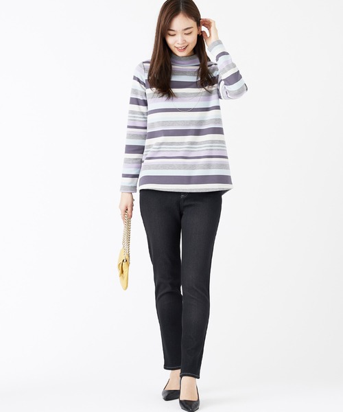 BELLUNA PLUS（ベルーナ）の「裏ベロアストレッチデニムパンツ６８丈（デニムパンツ・レディース・ブラック/インディゴブルー/ブルー/ブラック系2・SMALL/MEDIUM/LARGE/X-LARGE）」の14枚目の写真