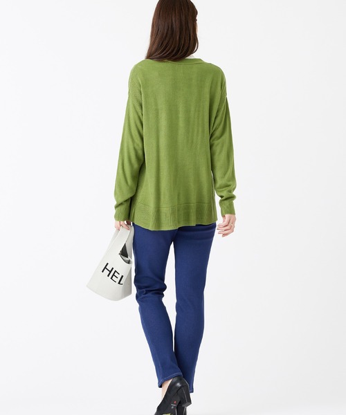 BELLUNA PLUS（ベルーナ）の「裏ベロアストレッチデニムパンツ６８丈（デニムパンツ・レディース・ブラック/インディゴブルー/ブルー/ブラック系2・SMALL/MEDIUM/LARGE/X-LARGE）」の21枚目の写真