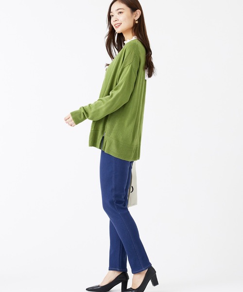 BELLUNA PLUS（ベルーナ）の「裏ベロアストレッチデニムパンツ６８丈（デニムパンツ・レディース・ブラック/インディゴブルー/ブルー/ブラック系2・SMALL/MEDIUM/LARGE/X-LARGE）」の20枚目の写真